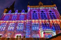 3D Video-Mapping zum Lamberti-Markt 2019 am Alten Rathaus. Foto: Sascha Stüber