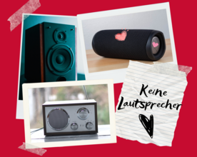 Collage. Keine Lautsprecher. Foto: canva