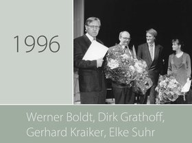 Preisträger v.l.n.r: Prof. Dr. Gerhard Kraiker, Prof. Dr. Dirk Grathoff, Prof. Dr. Werner Boldt, Dr. Elke Suhr. Foto: Peter Kreier. Preisträger v.l.n.r: Prof. Dr. Gerhard Kraiker, Prof. Dr. Dirk Grathoff, Prof. Dr. Werner Boldt, Dr. Elke Suhr. Foto: Peter Kreier.
