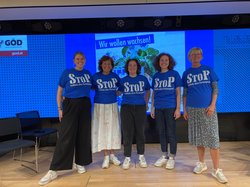 Beim Treffen in Wien, von links: Famke Plewa, Mia Cordes, Maja Brüggemann, Isabel Rein, Meike Plewa. Foto: Stadt Oldenburg