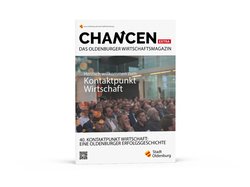 Titelseite des CHANCEN-Sonderhefts „40. Kontaktpunkt Wirtschaft – eine Oldenburger Erfolgsgeschichte“. Foto: Mohssen Assanimoghaddam. Titelgestaltung: Stockwerk2 Titelseite des CHANCEN-Sonderhefts „40. Kontaktpunkt Wirtschaft – eine Oldenburger Erfolgsgeschichte“. Foto: Mohssen Assanimoghaddam. Titelgestaltung: Stockwerk2