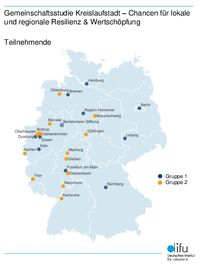 Karte von Deutschland mit Partnerstädten der Gemeinschaftsstudie Kreislaufstadt. Foto: difu 