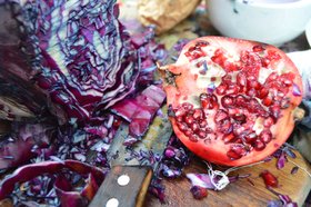 Färberpflanzen Rotkohl und Granatapfel. Foto: Stadt Oldenburg.