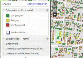 Ansicht Solardachpotenzialkataster. Grafik: Stadt Oldenburg