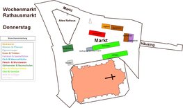 Plan des Wochenmarktes Rathausmarkt donnerstags. Plan: Stadt Oldenburg