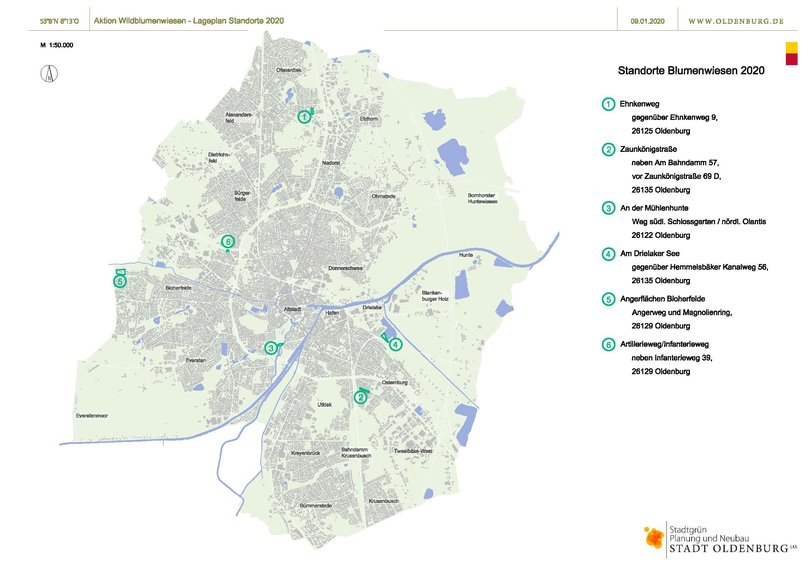 Lageplan Blumenwiesen 2020. Grafik: Stadt Oldenburg