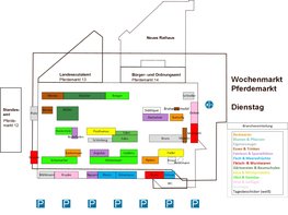 Plan des Wochenmarktes Pferdemarkt dienstags. Plan: Stadt Oldenburg
