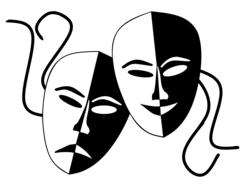 Theatermasken schwarz/weiß. Grafik: conmongt/pixabay.com
