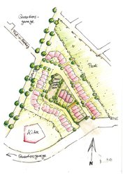 In einem Teil des Helleheide-Quartiers plant die Stadt das Projekt ModellFlieger – exklusiv für Baugemeinschaften, klima- und familienfreundlich und vor allem bezahlbar. Grafik: Stadt Oldenburg