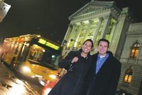 A couple in front of a bus in Oldenburg. Picture: VWG