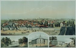 Ansicht der Stadt Oldenburg vom Schlossturm nach Norden, Carl Hertzog, Farblithografie, um 1862. Quelle: Carl Hertzog Ansicht der Stadt Oldenburg vom Schlossturm nach Norden, Carl Hertzog, Farblithografie, um 1862. Quelle: Carl Hertzog