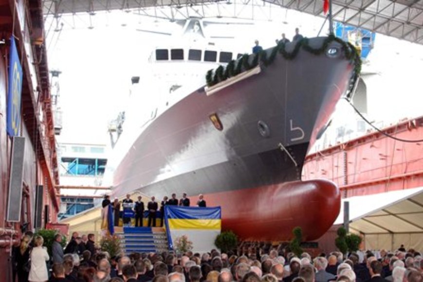 Stadt Oldenburg Taufe der Korvette Oldenburg: Ein Schiff im Trockendock. Foto: Stadt Oldenburg