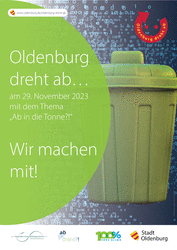 Plakat mit Mülltonne zum Aktionstag 2023. Quelle: Stadt Oldenburg