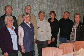 Teilnehmer des Treffens v. l. n. r.: Ursula Fiedler (Oldenburg), Hubertus Rabe (Rügen),  Luise Braasch (Rügen), Rainer Rieper (Oldenburg), Fritz Barthel (Rügen), Maria Bollerslev (OL), Peter Klemm (Rügen), Christina Reinhold (OL). Foto: Privat