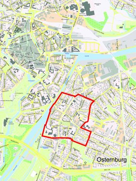 Umgrenzung des Untersuchungsraumes Osternburg. Grafik: Stadt Oldenburg