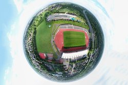 Marschwegstadion von oben als Kugelpanorama. Foto: Sascha Stüber