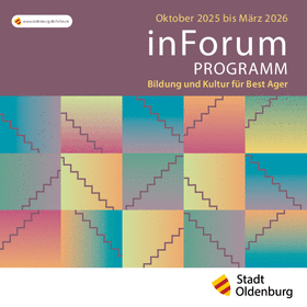 Cover des Programmheftes für das Wintersemester von Oktober 2025 bis März 2026. Grafik: Gerlinde Domininghaus Cover des Programmheftes für das Wintersemester von Oktober 2025 bis März 2026. Grafik: Gerlinde Domininghaus