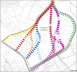 Übersicht über die zehn möglichen Trassenvarianten der Entlastungsstraße. Quelle: Diekmann Mosebach & Partner/LGLN