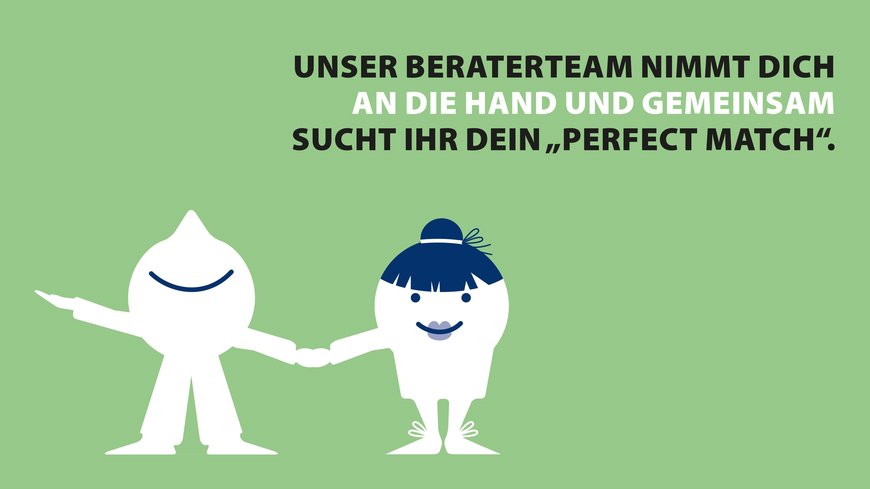 Unser Beraterteam nimmt dich an die Hand und gemeinsam sucht ihr dein "Perfect Match". Grafik: Gerlinde Domininghaus