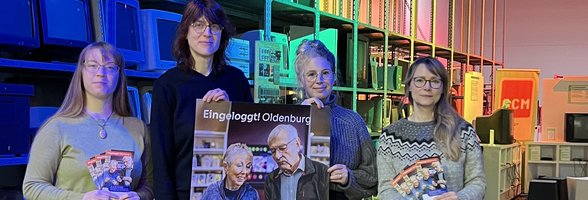 Sonja Degenhard (von links), Katrin Busse, Angelique Huxol und Pia Weber-Kohlenbach. Foto: Oldenburger Computermuseum 