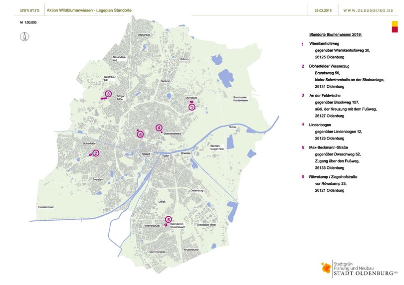 Lageplan Blumenwiesen 2019. Grafik: Stadt Oldenburg