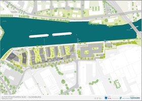 Städtebaulicher Leitplan. Plan: HS Architekten Hamburg und chora blau Hannover