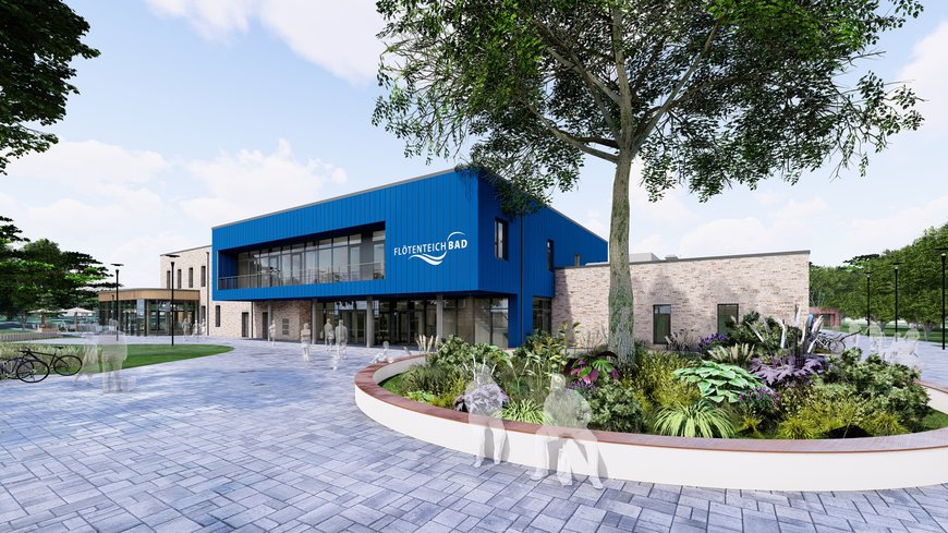 Geising + Böker Blick auf den Eingangsbereich des neuen Sport- und Gesundheitsbades. Grafik: Geising + Böker
