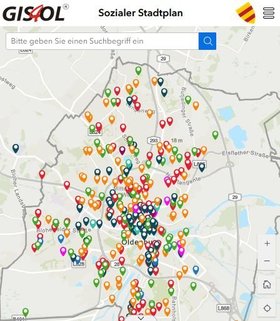 Auch unterwegs jederzeit abrufbar: Die mobile Ansicht des Sozialen Stadtplans der Stadt Oldenburg. Foto: Stadt Oldenburg