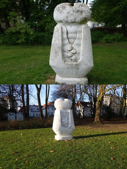 Stadt Oldenburg „Schutz des Lebens“, Chodja Ahmad Sediq, 1979. Vor der Reinigung oben, nach der Reinigung unten. Foto: Stadt Oldenburg