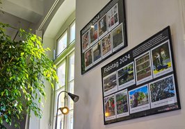 Bilder am „Fototag“ an der Wand in einer Stadtbibliothek. Foto: Stadt Oldenburg
