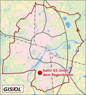 Lage der Katholischen Grundschule Unter dem Regenbogen. Klick führt zur Karte. Quelle: GIS4OL Lage der Katholischen Grundschule Unter dem Regenbogen. Klick führt zur Karte. Quelle: GIS4OL