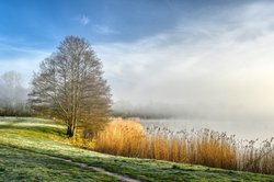 Tagesanbruch über dem Großen Bornhorster See in Oldenburg. Foto: Hans-Jürgen Zietz