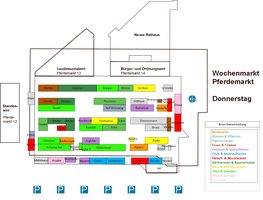 Plan des Wochenmarktes Pferdemarkt donnerstags. Plan: Stadt Oldenburg
