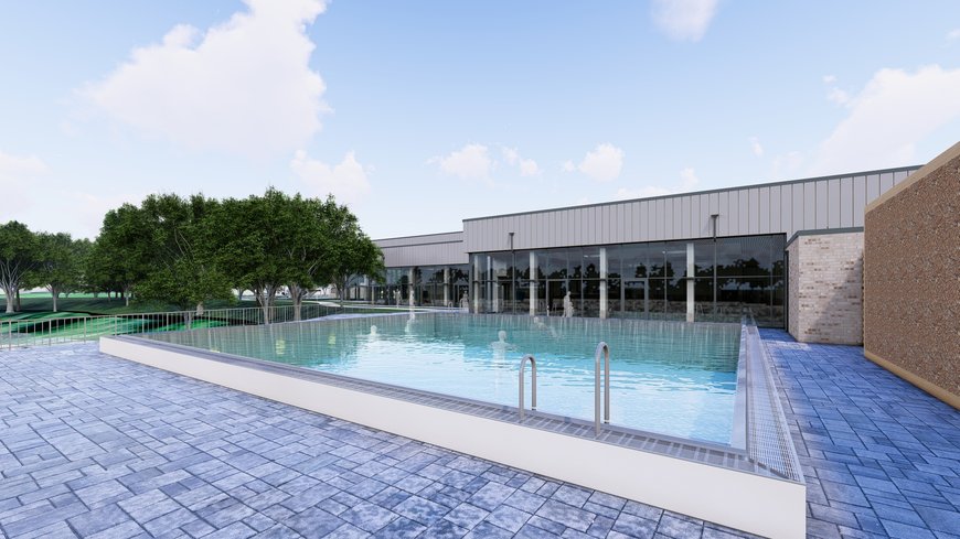 Geising + Böker Blick auf ein Außenbecken. Grafik: Geising + Böker