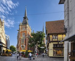 Altes Rathaus, Lamberti-Kirche und Degodehaus. Foto: Hans-Jürgen Zietz