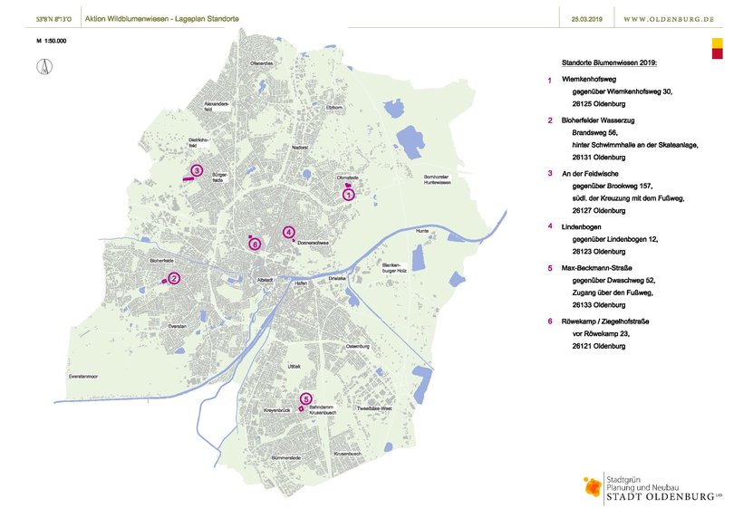 Lageplan Blumenwiesen 2019.  Grafik: Stadt Oldenburg