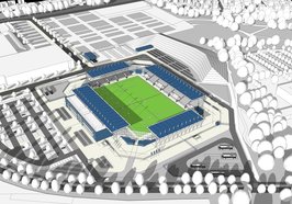 So könnte das neue Stadion an der Maastrichter Straße aussehen. Das Modell zeigt ein Basisstadion mit einer Kapazität von 7.500 Plätzen. Entwurf: AS + P So könnte das neue Stadion an der Maastrichter Straße aussehen. Das Modell zeigt ein Basisstadion mit einer Kapazität von 7.500 Plätzen. Entwurf: AS + P
