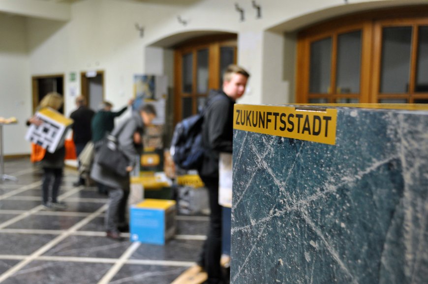 Ausstellung Zukunftsstadt im Foyer des Kasinos. Foto: Machleidt GmbH