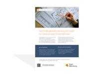 Flyer Nachhaltigkeitsförderung der Stadt Oldenburg für Unternehmen. Abbildung: Stadt Oldenburg Flyer Nachhaltigkeitsförderung der Stadt Oldenburg für Unternehmen. Abbildung: Stadt Oldenburg