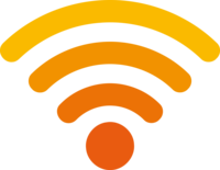 Logo des öffentlichen, kostenfreien städtischen OL-WLAN. WLAN-Symbol mit gelb-orangem Farbverlauf. Quelle: citcom